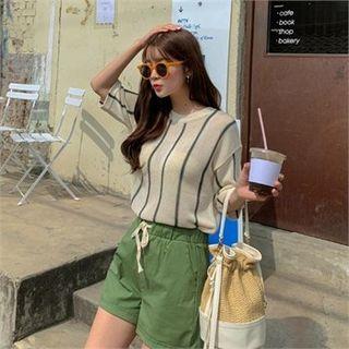 Short-sleeve Stripe Summer Knit Top