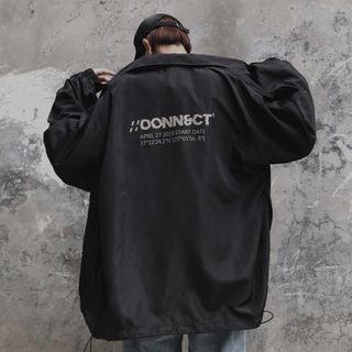 Letter Print Snap Button Jacket