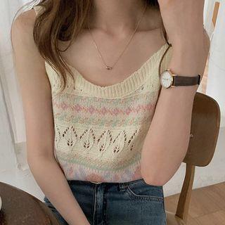 Patterned Knit Camisole Top Almond - One Size