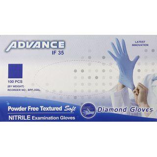 Diamond Gloves Advance Powder Free Textured Soft Nitrile Examination Gloves - 100pcs