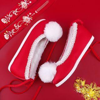 Pom Pom Hidden-wedge Hanfu Shoes