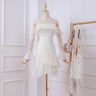 Cold Shoulder Long-sleeve A-line Party Dress
