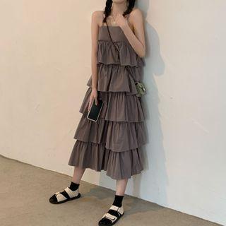 Short-sleeve T-shirt / Spaghetti Strap Tiered Dress