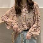 Long-sleeve Floral Chiffon Blouese / Camisole Top