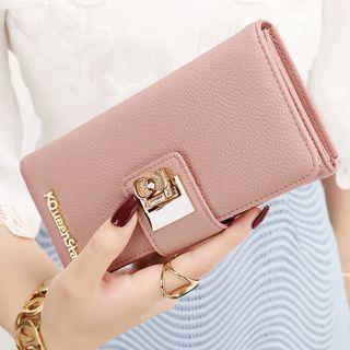 Buckled Faux Leather Long Wallet