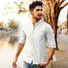 Stand Collar 3/4-sleeve Shirt