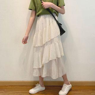 Dot Midi Skirt Light Almond - One Size
