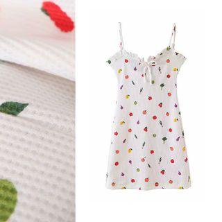 Spaghetti-strap Fruit Print Mini Sundress