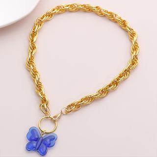 Butterfly Chain Necklace 3029 - Gold - One Size