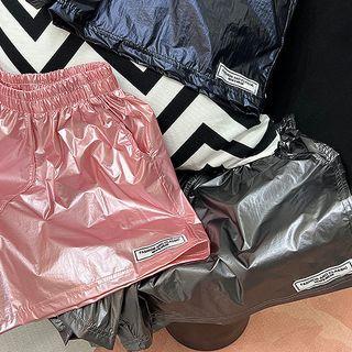 Patched Metallic Shorts