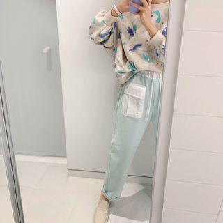 Band-waist Flap-pocket Baggy Pants