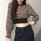Leopard Print Cropped Pullover