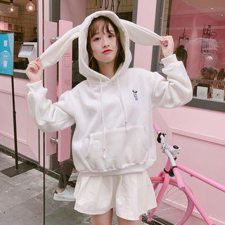 Plain Rabbit Ear Long-sleeve Hoodie