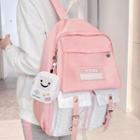 Plaid Panel Buckled Backpack Pink - L