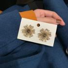Faux Crystal Flower Earring 1 Pair - S925 Silver - Brown - One Size