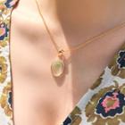 Faux-gem Oval Pendant Necklace Gold - One Size