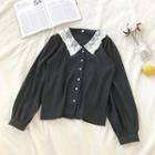 Single-breasted Lace Long-sleeve Blouse