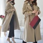 Flap-front Trench Coat Beige - One Size