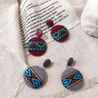 Embroidered Disc Dangle Earring