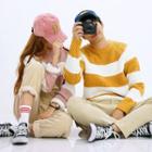 Couple Rugby-stripe Rib-knit Sweater