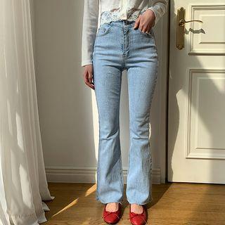 Double-button Boot-cut Jeans