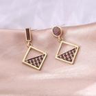 Non-matching Square Drop Earring 1 Pair - Gold & Brown - One Size