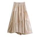 Plain Beaded Velvet Pleated Midi Skirt