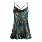 Spaghetti Strap Print Ruffle Hem Mini A-line Dress