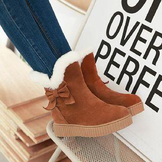Bow Fleece-lined Short Boots