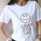 Smile Letter Sequined T-shirt