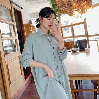 Boxy-fit Crepe Midi Shirtdress