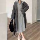 Fleece Long Coat / Long-sleeve Midi Hoodie