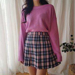 Plaid Box-pleat A-line Miniskirt