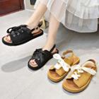 Faux Leather Lace-up Slingback Sandals