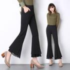 Plain Boot-cut Chiffon Pants