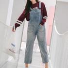Cropped Washed Wide-leg Dungaree