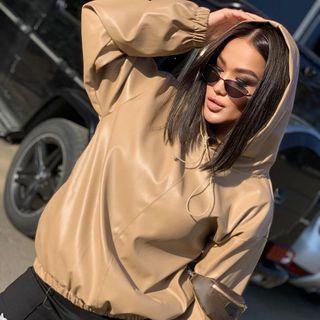 Faux Leather Hoodie