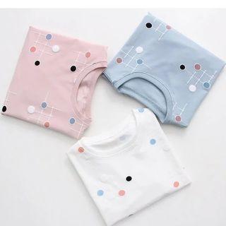 Dotted Frayed Trim Long Sleeve T-shirt