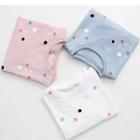 Dotted Frayed Trim Long Sleeve T-shirt