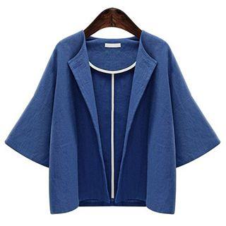 Elbow Sleeve Open Front Cropped Jacket