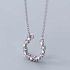 925 Sterling Silver Rhinestone Pendant Necklace S925 Silver - Necklace - Letter U - One Size