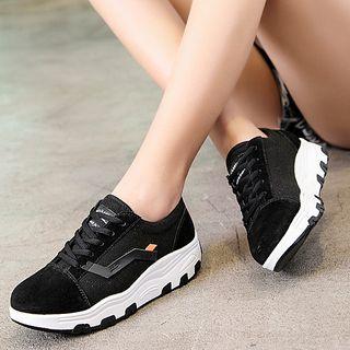 Canvas Paneled Platform Sneakers