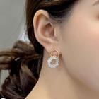 Loop Drop Earring 925 Silver Earring - White & Gold - One Size