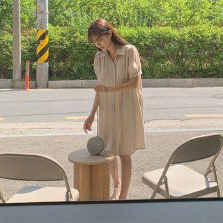 Puff-sleeve Boxy Shirtdress