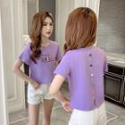 Letter Embroidered Hoodie / Short-sleeve T-shirt