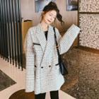 Two Button Lace Panel Check Blazer