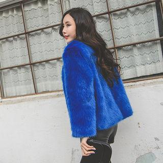 Stand-collar Faux-fur Zip-up Jacket