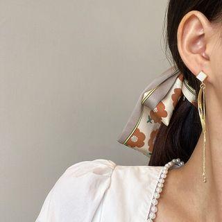 Acrylic Square Alloy Fringed Earring A299 - 1 Pair - Gold - One Size