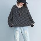 Striped Round-neck Long-sleeve T Shirt
