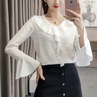 Ruffle-trim Dotted Blouse